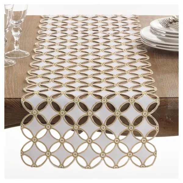 Gold Buche de Noel Design Table Runner (16"x68") - Saro Lifestyle