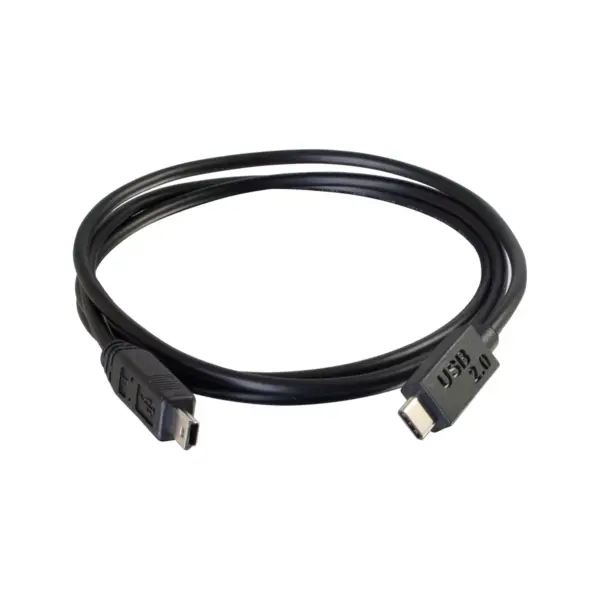 C2G 6ft USB 2.0 USB Type C to USB Mini B Cable M/M - USB C Cable Black - USB for Camera, Cellular Phone, Tablet - 60 MB/s - 6 ft - Type C Male USB