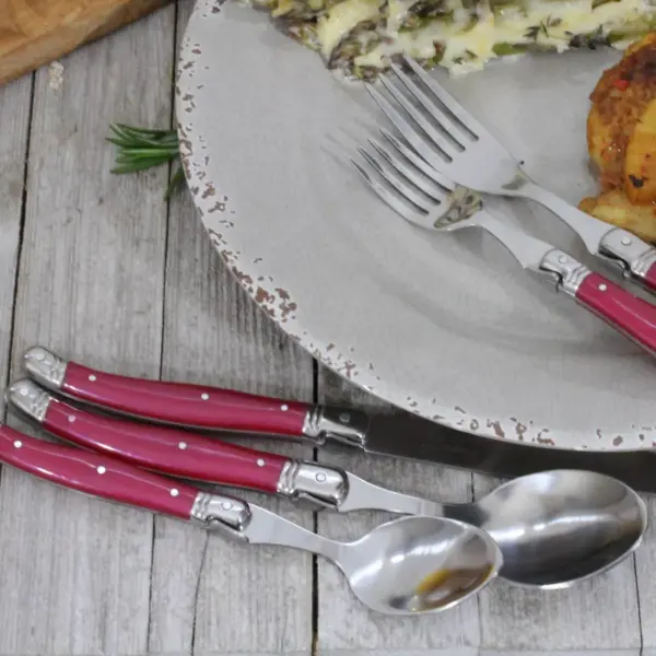 French Home Laguoile 20pc Stainless Steel Silverware Set Red