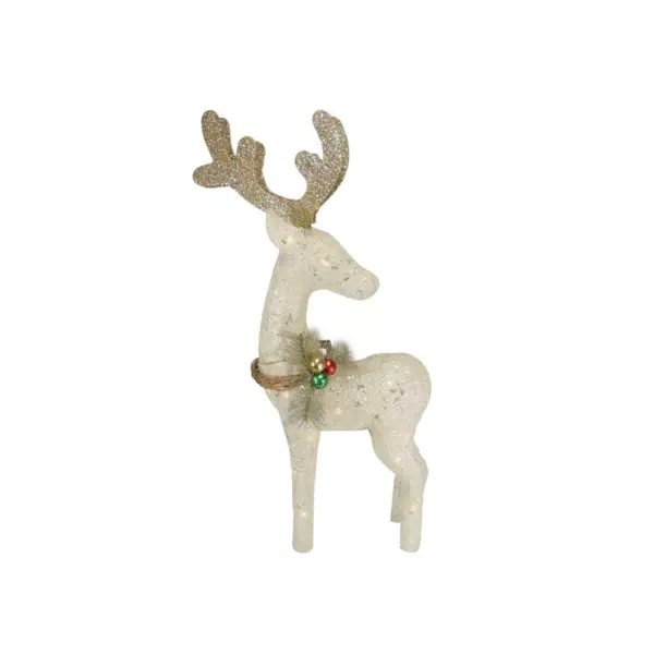 Northlight 37" White and Brown Standing Reindeer Outdoor Christmas Yard Decor