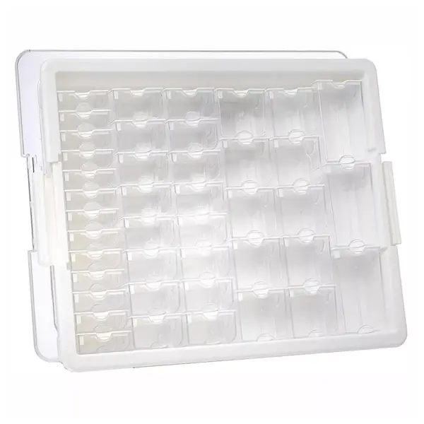 Elizabeth Ward Bead Storage Solutions 45 Piece Stackable Plastic Organizer Tray with 42 Compartments in Assorted Sizes, Labels, and Transparent Lid