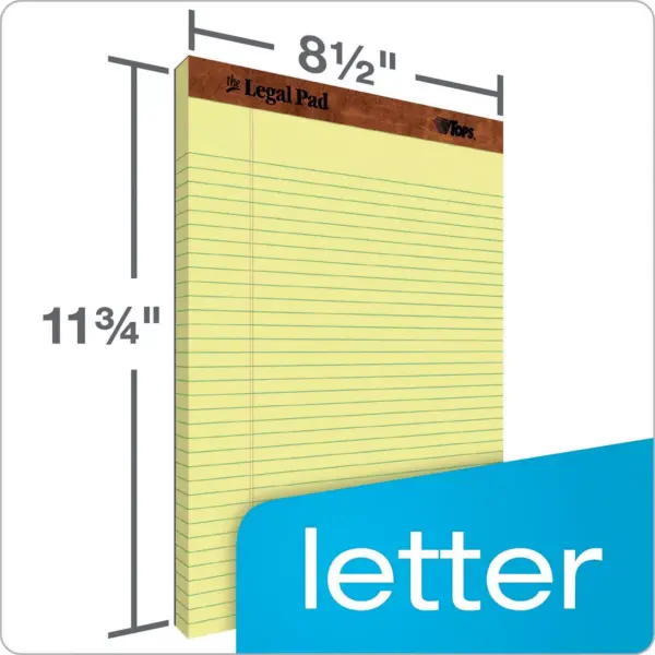 TOPS "The Legal Pad" Ruled Perforated Pads 8 1/2 x 11 3/4 Canary 50 Sheets Dozen 7532