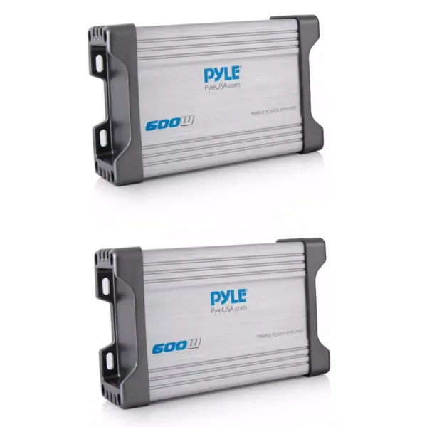 Pyle PLMRMP4A Waterproof Weather Resistant 1200 Watt 4 Channel Marine Power Audio Amplifier System for Off Road Vehicles and Watercraft Boats (2 Pack)