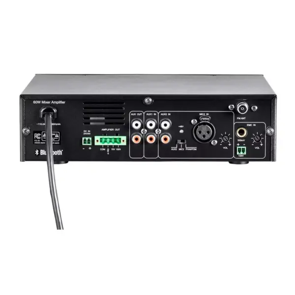 Monoprice Commercial Audio 60W 3ch 100/70V Mixer Amp with Built-in MP3 Player, FM Tuner, And Bluetooth Connection