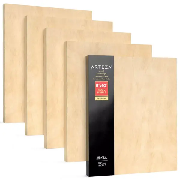 Arteza Wood Paint Pouring Art Panel Boards, 8"x10" - 5 Pack (ARTZ-8721)