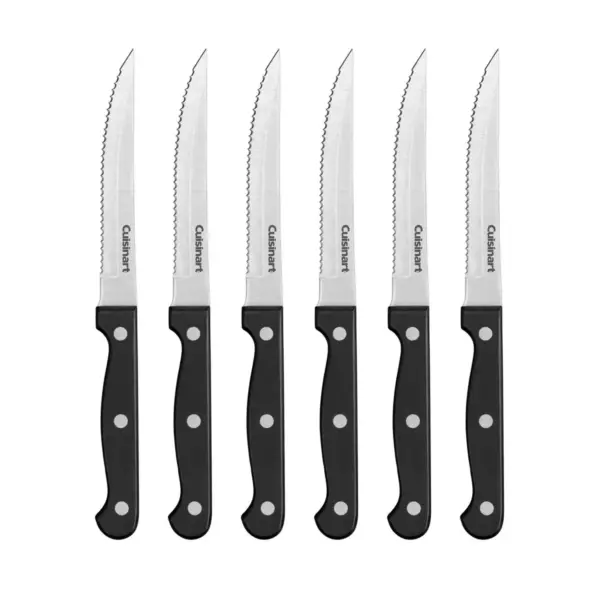 Cuisinart 6pc Stainless Steel Triple Rivet Serrated Steak Knives with Blade Guards - C77TR-6PSK