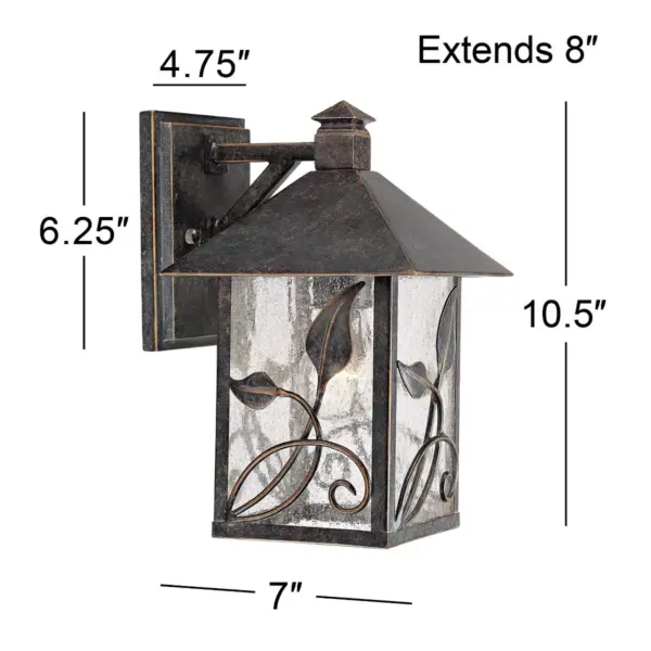 Franklin Iron Works Farmhouse Outdoor Wall Light Fixture French Bronze Lantern 10 1/2" Clear Seedy Glass for Exterior Porch Patio