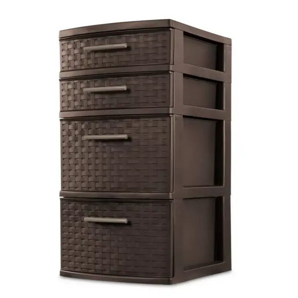 Sterilite 4 Drawer Medium Weave Tower Brown