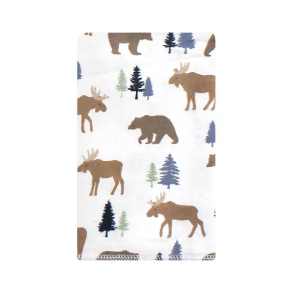 Hudson Baby Infant Boy Cotton Flannel Burp Cloths, Moose Bear, One Size