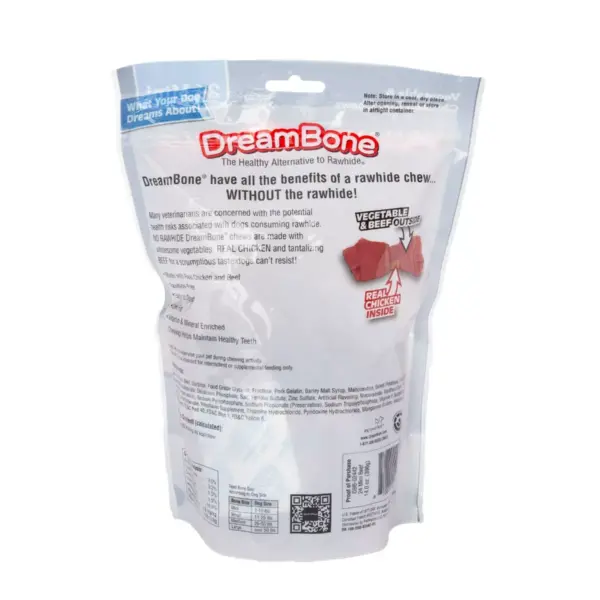 DreamBone Rawhide Free Mini Bones Made with Real Beef Vegetable and Chicken Dog Treats - 24ct