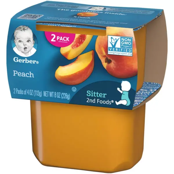 Gerber Sitter 2nd Foods Peach Baby Meals Tubs - 2ct/4oz Each