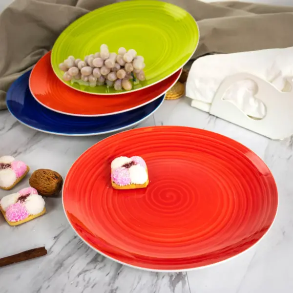 Gibson Home Crenshaw 4 Piece Fine Ceramic Dinner Plate Set in Assorted Colors