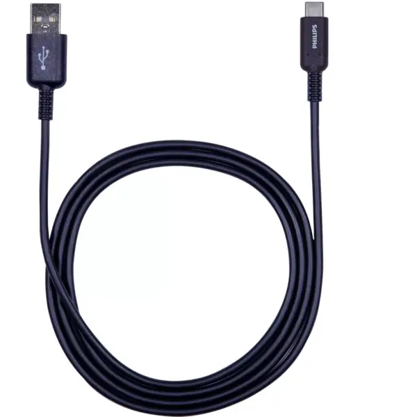 Philips 6' Cable, USB-A to USB-C 15W Charge - Black