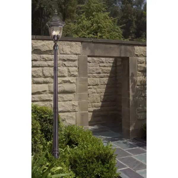 John Timberland Traditional Outdoor Light Post Fixture Veranda Bronze 24 1/2" Champagne Hammered Glass for Garden Yard Driveway