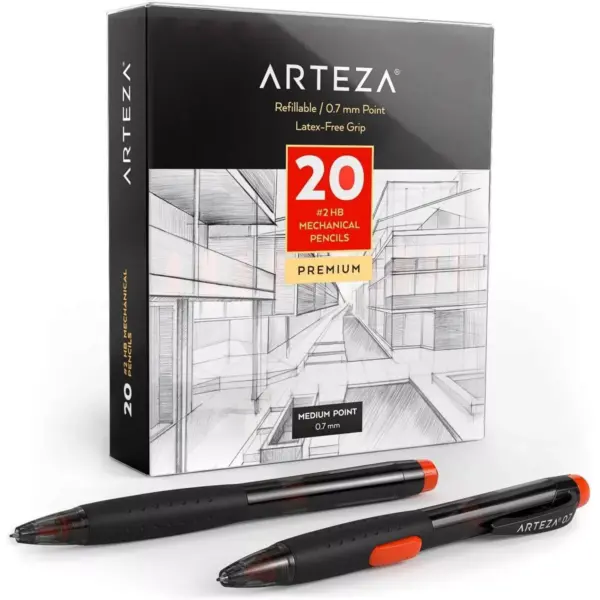 Arteza Box of #2 HB Mechanical Pencils, Number 2 Bulk Pencil School Supply - 20 Pack (ARTZ-9210)