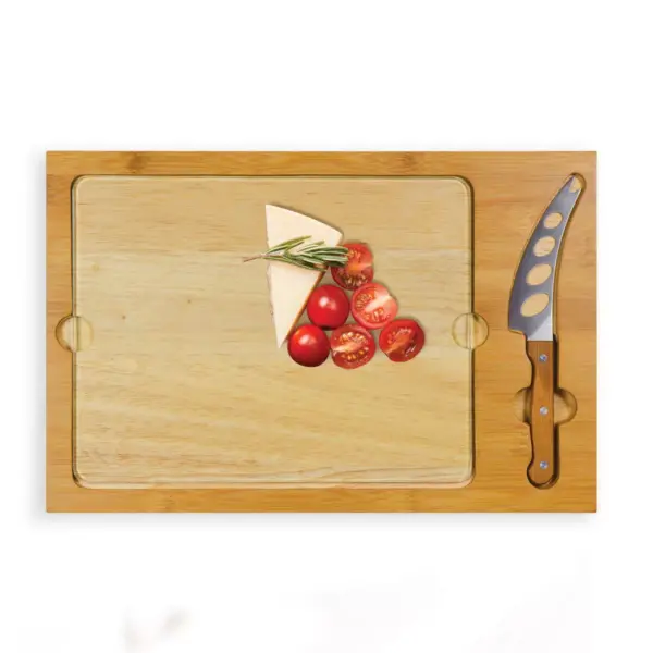 Rubberwood and Bamboo Iron Cheese Cutting Board - Picnic Time