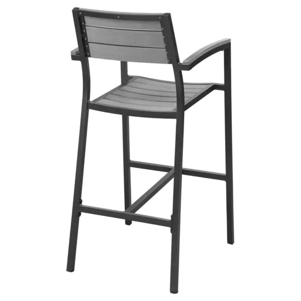 Maine Outdoor Patio Bar Stool in Brown Gray - Modway