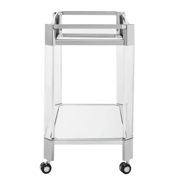 Lago Mirror Bar Trolley Clear - Safavieh