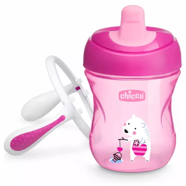 Chicco First Spout Trainer Portable Drinkware Sippy Cup - Pink - 2pk/7oz Each