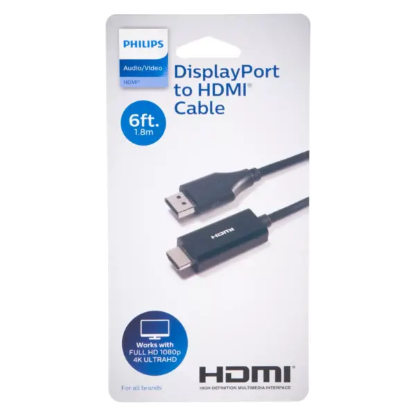 Philips 6' Display Port to HDMI Cable - Black