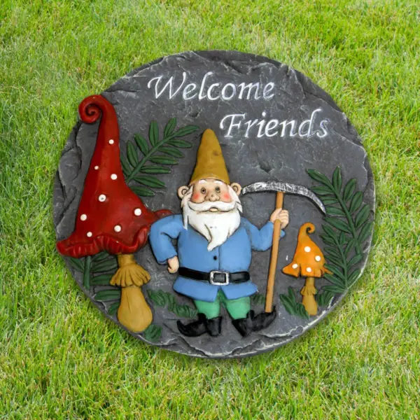 Welcome Friends Garden Gnome Stone - Exhart