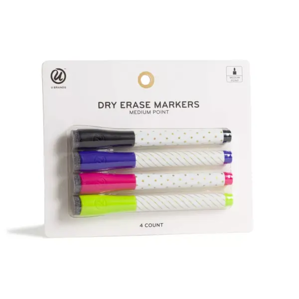 U Brands 4ct Dry Erase Medium Point Markers