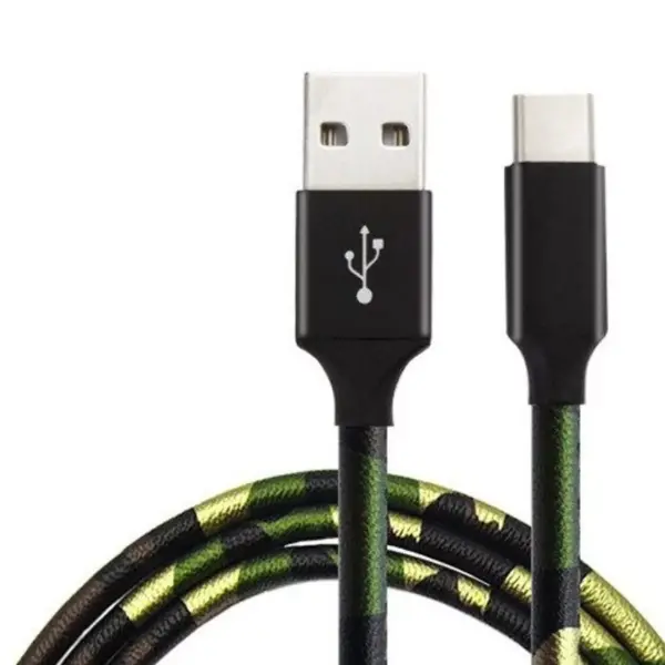 Type-C USB Leather Data Cable 3FT, Jungle Camo