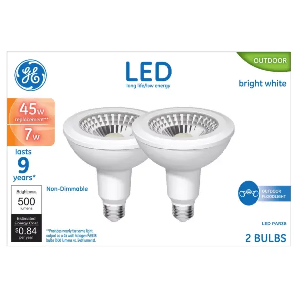 General Electric 2pk 45W LED Light Bulbs White