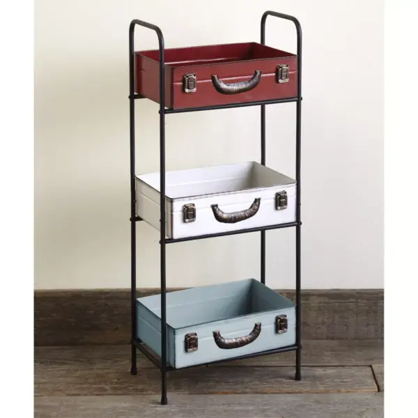 Lakeside Suitcase Shelving Cabinet - Unique Accent Shelves with Vintage Look