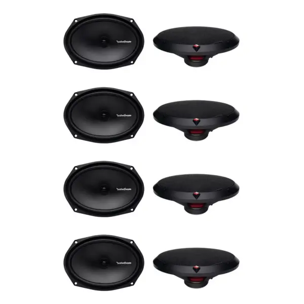 Rockford Fosgate R169X2 6x9 Inch 130 Watt 2 Way Car Coaxial Stereo Speaker Pair with Dome Tweeter and Integrated Tweeter Crossover (4 Pack)