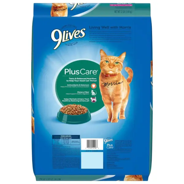 9 Lives Plus Care with Tuna & Egg Complete & Balanced Dry Cat Food - 12lbs