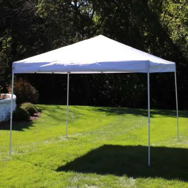 10'x10' Quick-Up Steel Frame Canopy with Carrying Bag White - Sunnydaze