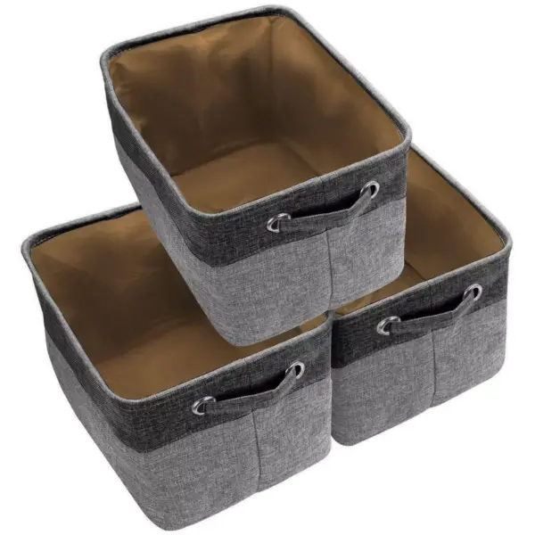 Sorbus 3pk Twill Storage Basket Set Black