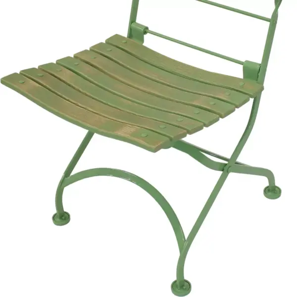 Sunnydaze Indoor/Outdoor Patio or Dining Café Couleur European Chestnut Wooden Folding Bistro Chair - Green - 2pk