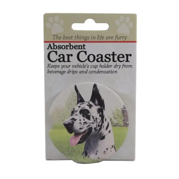 Car Coaster 2.5" Harlequin Great Dane Coaster Absorbant E & S Pet  -  Coasters