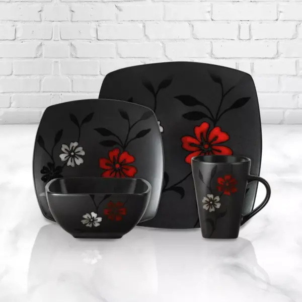 Gibson Elite 16pc Stoneware Evening Blossom Dinnerware Set