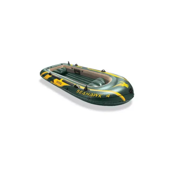 Intex Seahawk 4 Inflatable 4 Person Floating Boat Raft Set with Oars & Air Pump