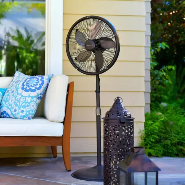 NewAir Outdoor Misting Fan and Pedestal Fan Combination, 600 sq. ft. With 3 Fan Speeds and Sturdy All Metal Design, Connects Directly to Your Hose