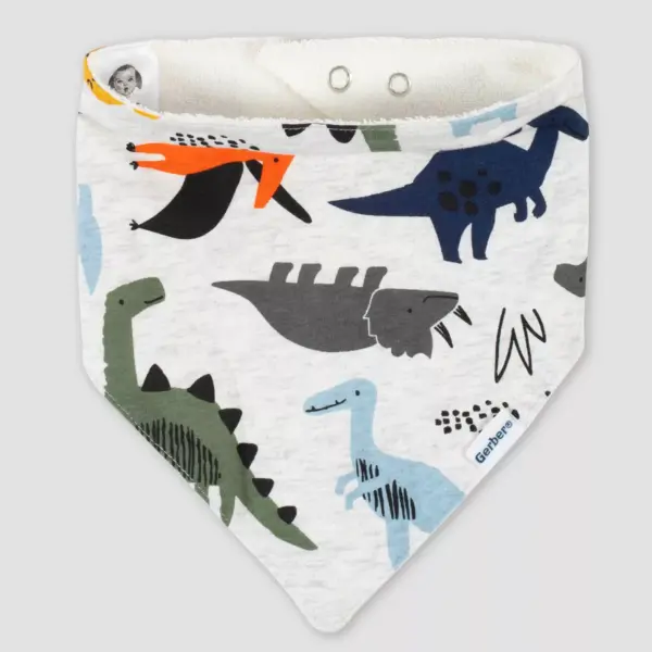 Gerber Baby Boys' 4pk Dino Bandana Bib - Blue