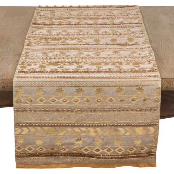 Light Gold Geometric Table Runner- Saro Lifestyle