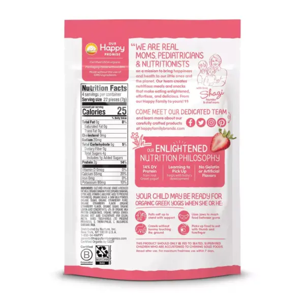 HappyBaby Organic Yogis Strawberry Banana Freeze Dried Greek Yogurt & Fruit Baby Snacks - 1oz