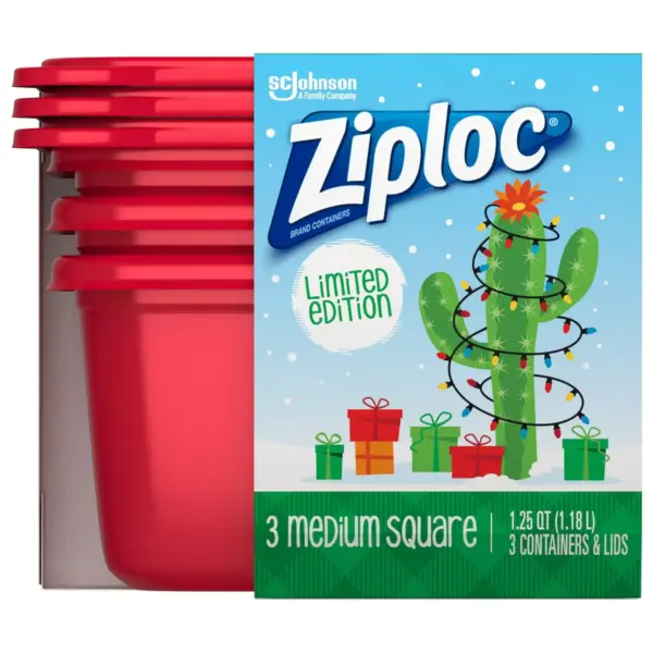 Ziploc Holiday Medium Square Storage Containers - Red - 3ct