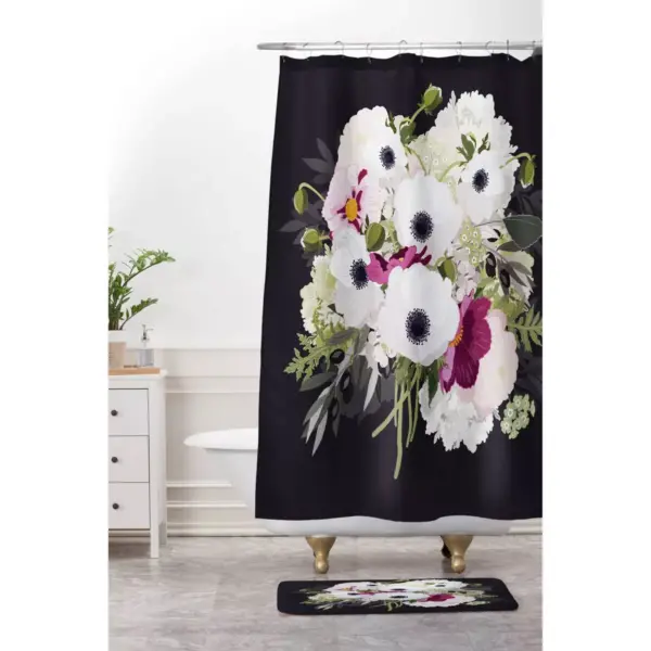 Antoinette Night Shower Curtain Black - Deny Designs