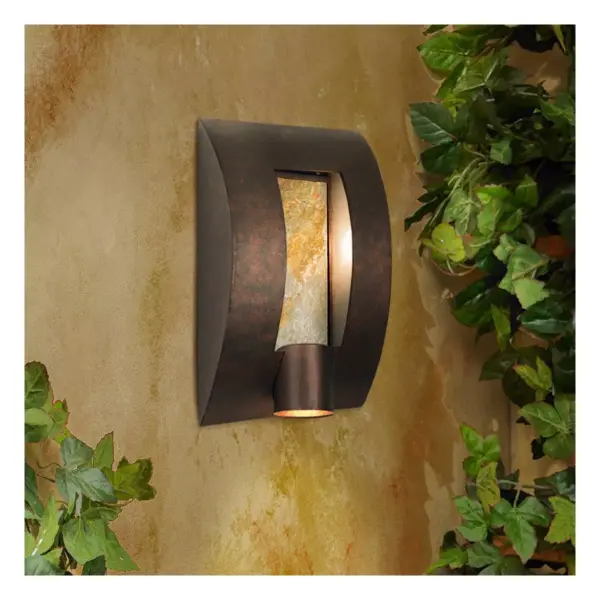 Franklin Iron Works Modern Outdoor Wall Light Fixture Bronze 16" Framed Slate for Exterior House Patio Porch