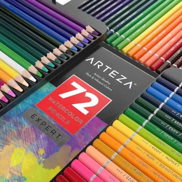 Arteza Watercolor Pencil Bundle - 2 Watercolor Pencils, 2 Pads, 6 Water Brush Pens