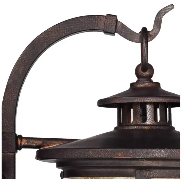 Franklin Iron Works Rustic Outdoor Wall Light LED Bronze Hanging Lantern Sconce Fixture for House Deck Porch Patio