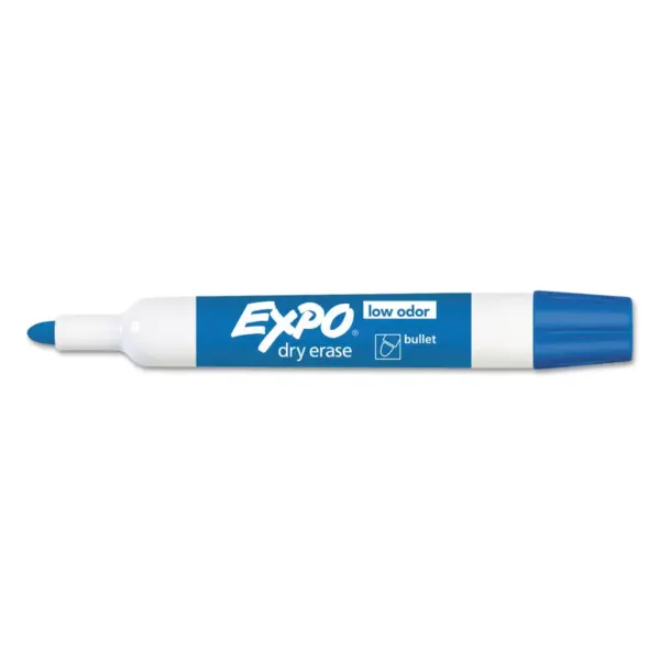 EXPO Low Odor Dry Erase Marker Bullet Tip Blue Dozen 82003