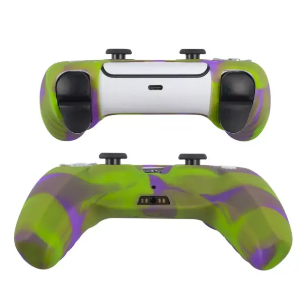 Insten Silicone Skin Cover Case Compatible with Sony PlayStation PS5 Controller, Camouflage Green Purple