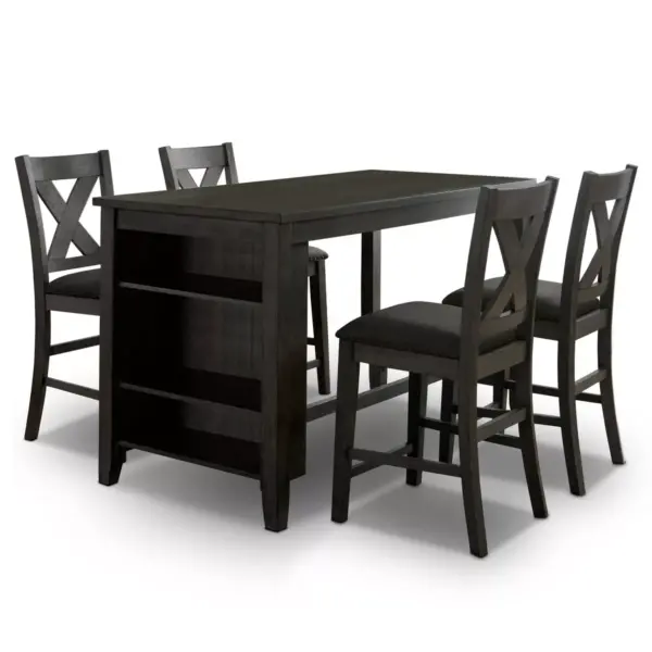 5pc Larkridge Rustic Counter Height Dining Set Gray/Charcoal - HOMES: Inside + Out