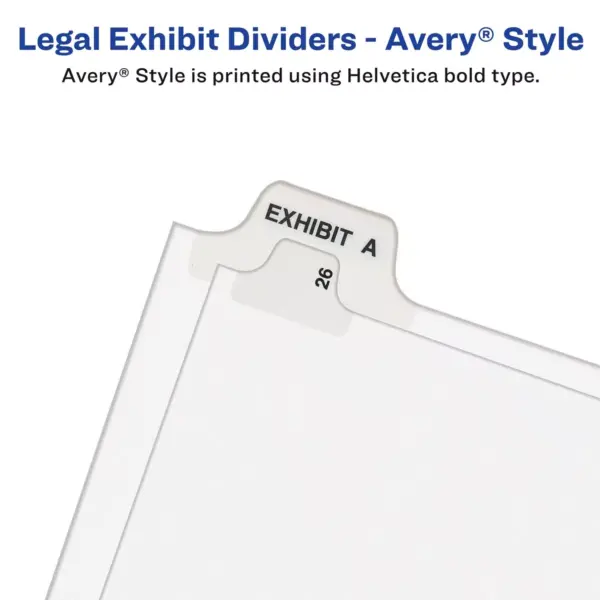 Avery-Style Legal Exhibit Side Tab Divider Title: 1-25 14 x 8 1/2 White 01430